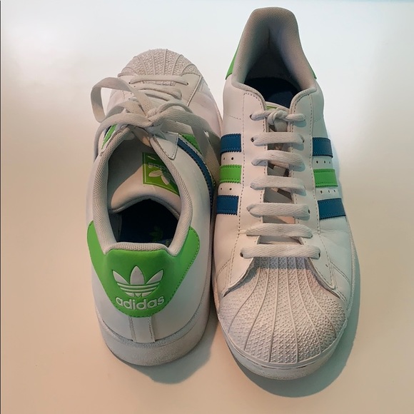 adidas Other - Adidas White/Green/Blue Superstar Sneakers